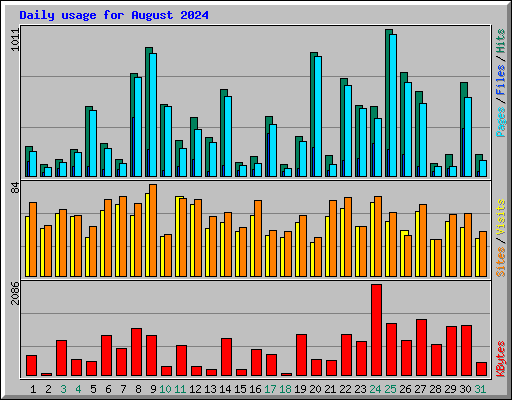Daily usage for August 2024