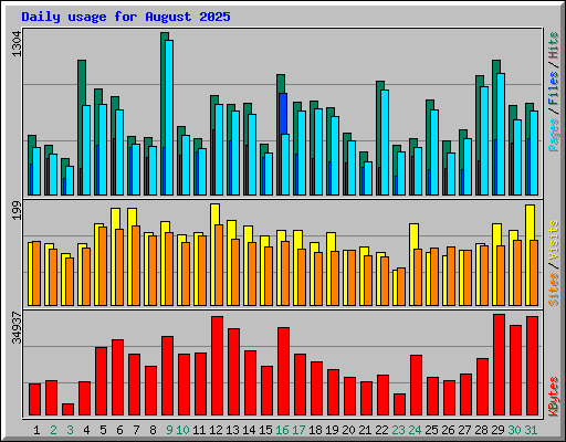 Daily usage for August 2025