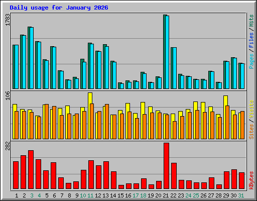 Daily usage for January 2026