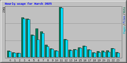 Hourly usage for March 2025