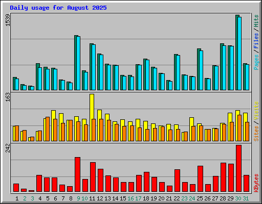 Daily usage for August 2025