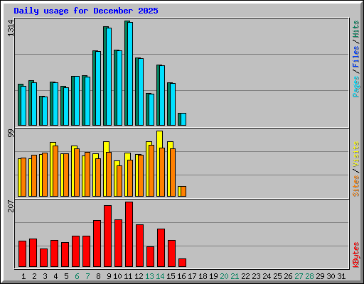 Daily usage for December 2025