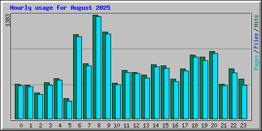 Hourly usage for August 2025